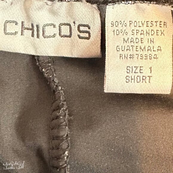 Chico's Black Velvet Textured Wide Leg Pants Size 1 - Picture 3 of 4